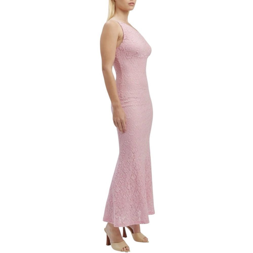 Bardot Albie One Shoulder Lace Bodycon Maxi Dress Pink Long Formal Gown 8 NEW - Picture 10 of 16
